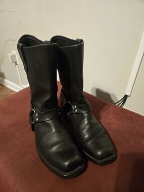 Black Harness REV Leather Biker Boots
